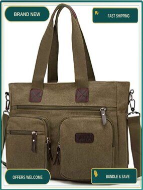 Canvas Satchel Handbag Top Handle Shoulder Crossbody Tote Purse Travel Work Bag